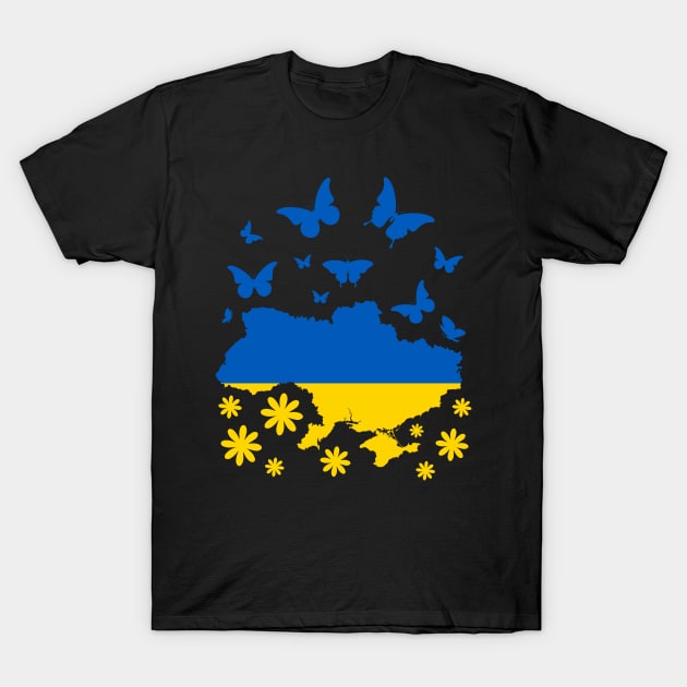 Stand with Ukraine butterflies T-Shirt by famatrix